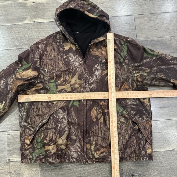VTG Manchester Realtree Camo Fleece Hoodie Jacket Zip Up Outdoor Hunting Mens XL - Picture 3 of 12